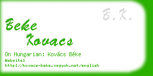 beke kovacs business card